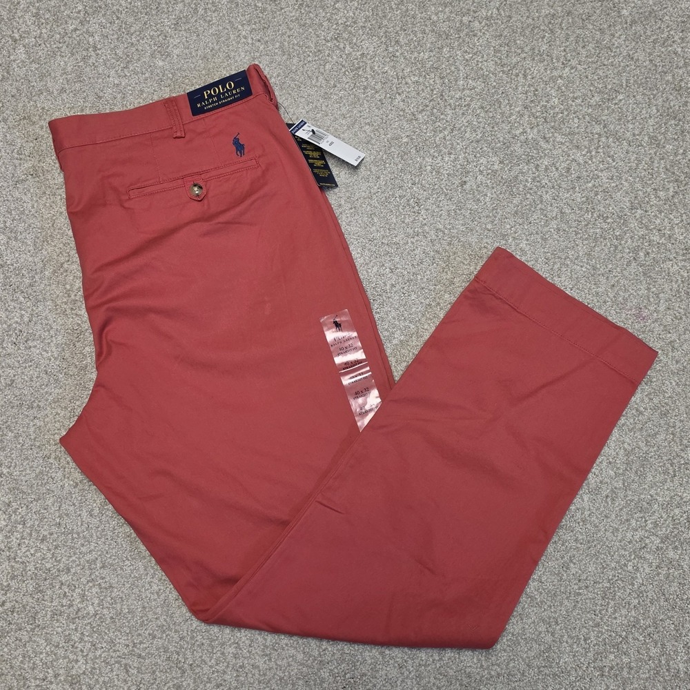 Polo Ralph Lauren Stretch Straight Fit Chino Pants Coral Red 40x32 NWT Cotton